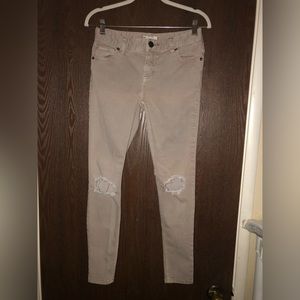 Free People tan destroyed skinny jeans size 26